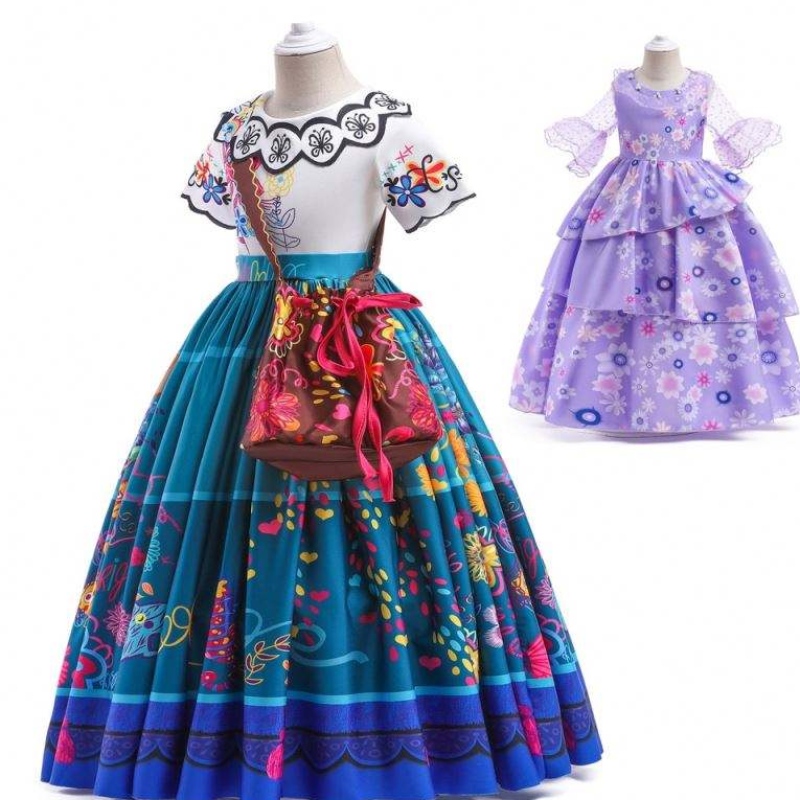 المصنع المباشر إمدادات جديدة للكرنفال الأطفال Cosplay Costume Isabella Purple Encanto فستان للأطفال HCIS-001