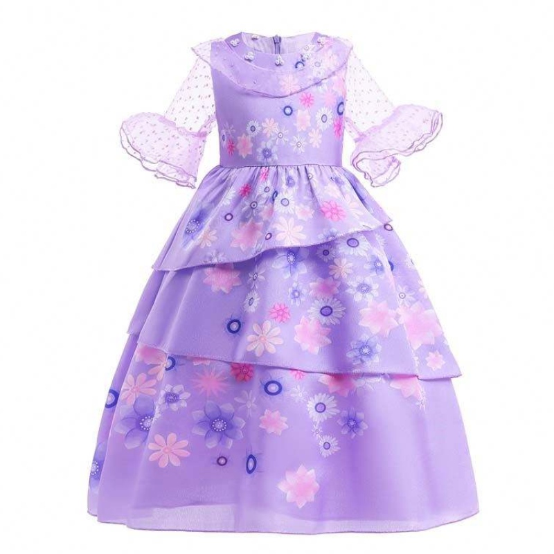 المصنع المباشر إمدادات جديدة للكرنفال الأطفال Cosplay Costume Isabella Purple Encanto فستان للأطفال HCIS-001