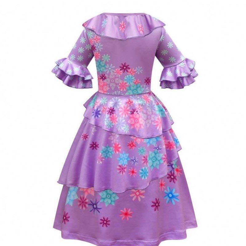 منتج جديد 2022 Kids Girls Mirabel Madrigal Cosplay الزي لباس Encanto Isabela مع حقيبة شعر مستعار HCIS-006
