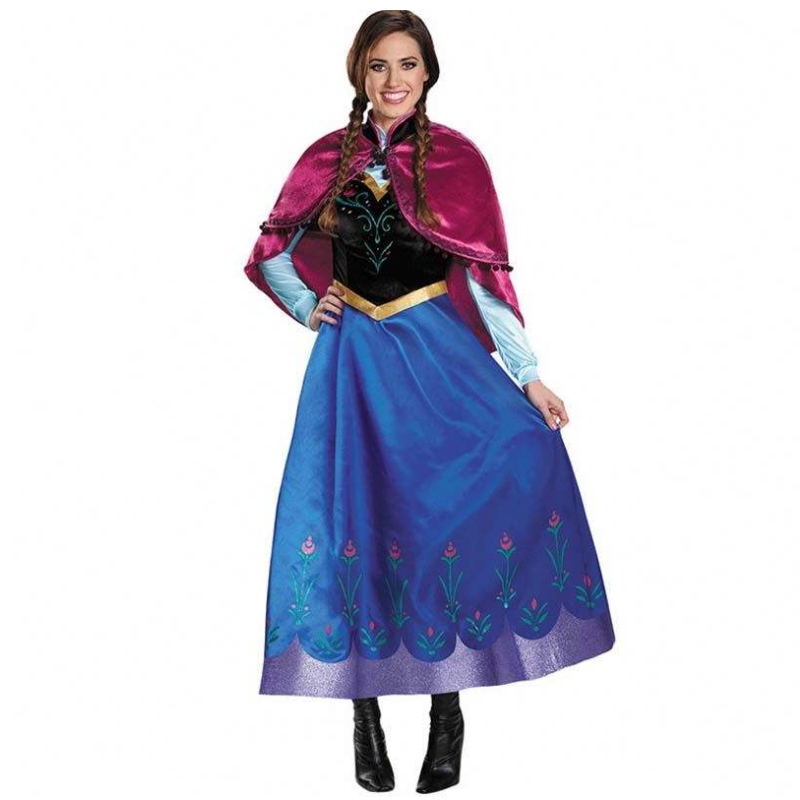 أفضل بائع 2022 البالغين إلسا آنا cosplay امرأة الهالوين زي الأميرة لباس آنا زي مع عباءة HCGD-053