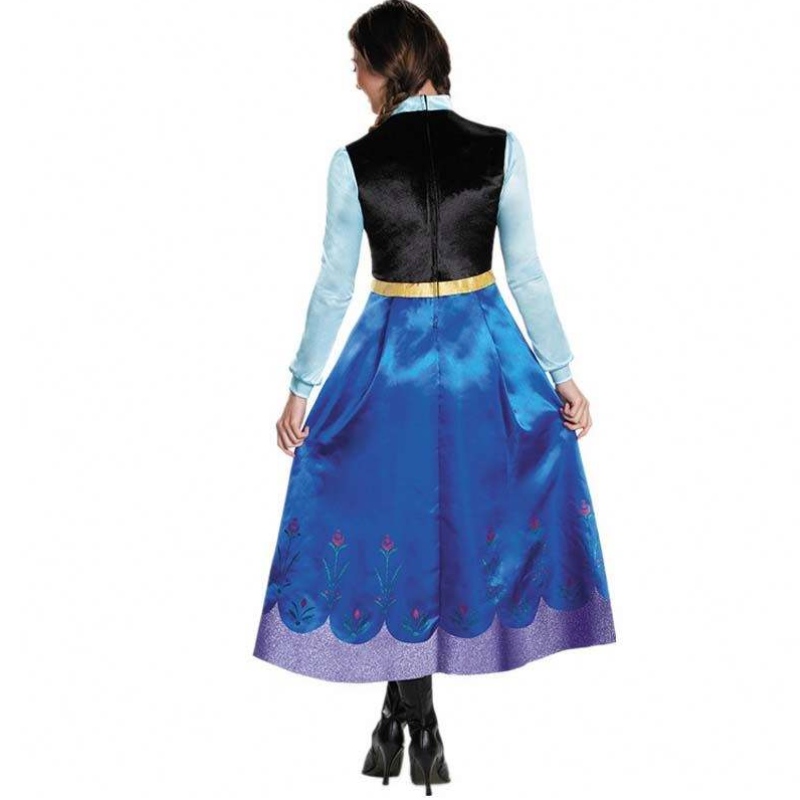 أفضل بائع 2022 البالغين إلسا آنا cosplay امرأة الهالوين زي الأميرة لباس آنا زي مع عباءة HCGD-053