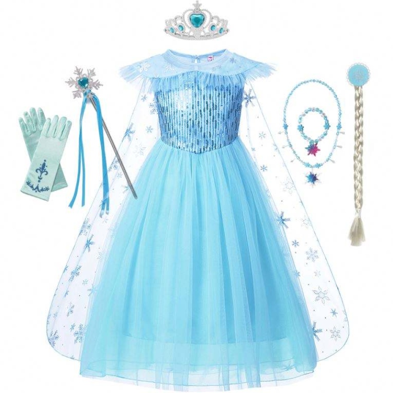 الفتيات إلسا تأثيري لباس زي خيالي فتاة الثلج عيد ميلاد عيد ميلاد الأطفال الأطفال الأميرة ملابس عباءة
