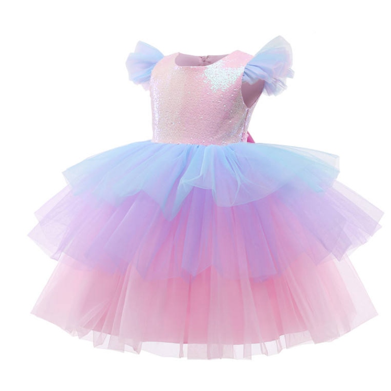 الفتيات الرسميات الأميرة لباس الأطفال الدانتيل tulle قوس قزح الأنيقة في المساء الحزب توتو حفلة موسيقية ثوب الأطفال زفاف communion ؛ زي
