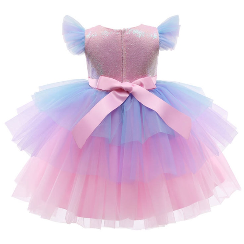 الفتيات الرسميات الأميرة لباس الأطفال الدانتيل tulle قوس قزح الأنيقة في المساء الحزب توتو حفلة موسيقية ثوب الأطفال زفاف communion ؛ زي