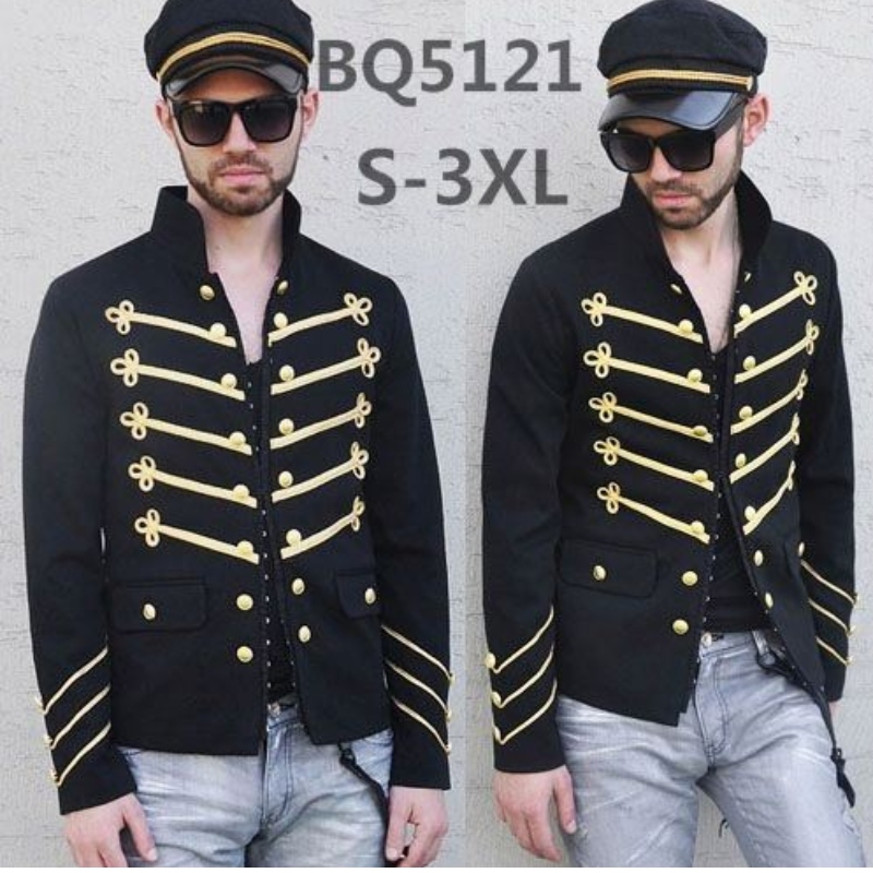 Cross-Border 2022 Amazon New Fashion Stand Stand Men \\\\\'s Double Breaded OiD Spring Sleeve Comples